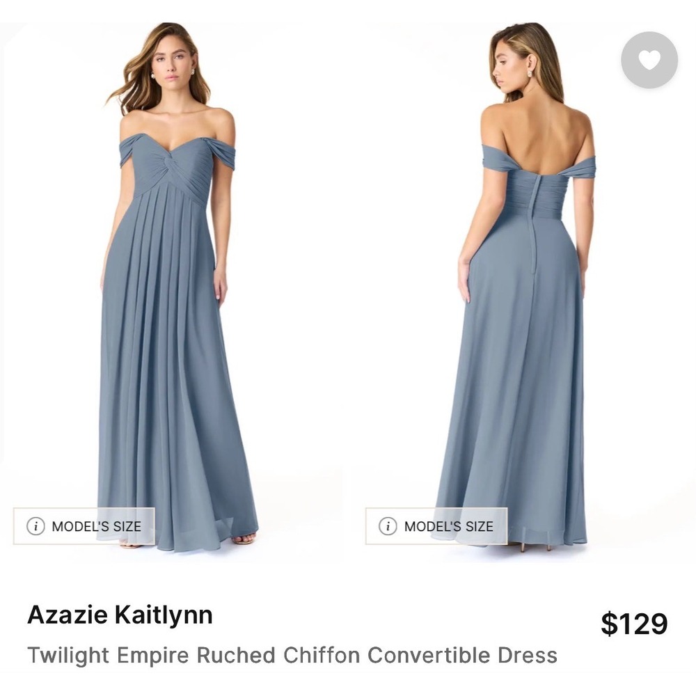 New Azazie Kaitlynn Twilight Blue Empire Ruched Chiffon Convertible‎  Dress 14
